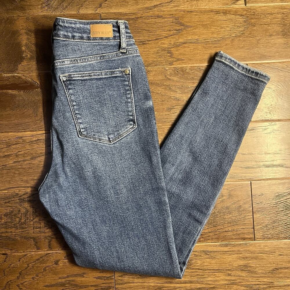 Judy‎ Blue Austen High Rise Western Yoke Skinny Jeans Medium Blue Wash Womens 27